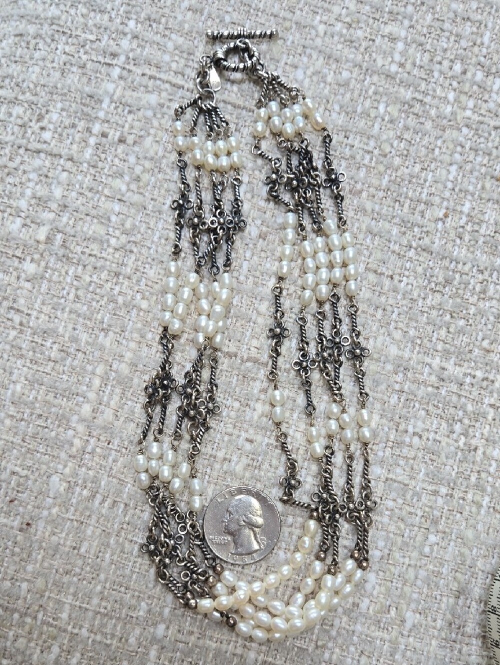 vintage Silpada White Pearl Multi-Strand Necklace with Silver Accents - Picture 9 of 9